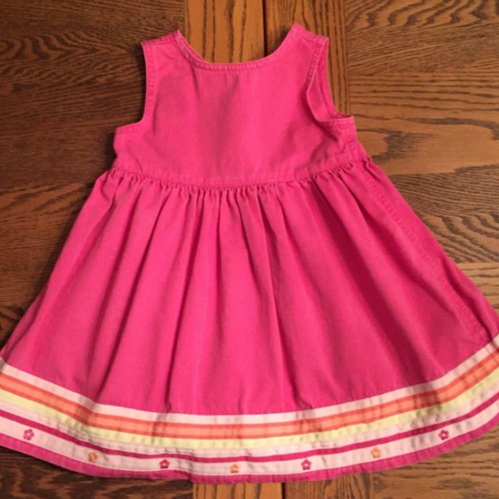 Baby Gap Bright Pink Dress Stripe Trim 100% Cotton - Picture 1 of 4